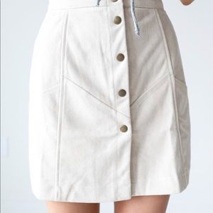 Zig Zag Suede Skirt in Beige